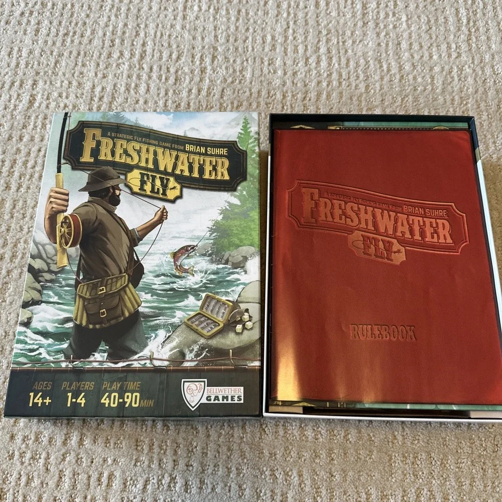 Freshwater Fly Fishing Board Game complete Bellwether Games 2019 Unplayed